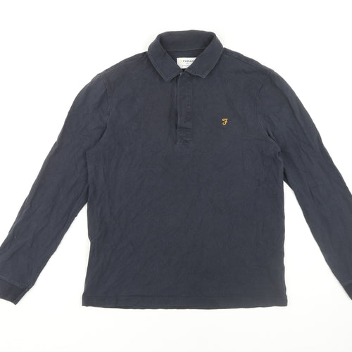 Farah Blue Men's S Long Sleeve Polo Shirt