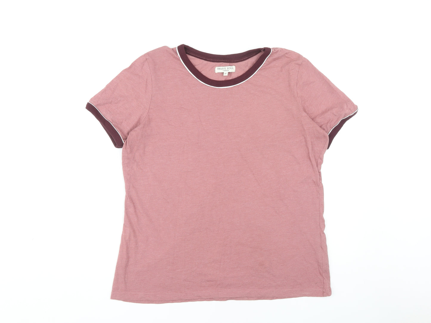 Brave Soul Women's Pink Ringer T-Shirt Size 18