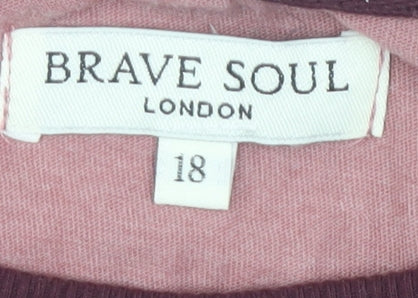 Brave Soul Women's Pink Ringer T-Shirt Size 18