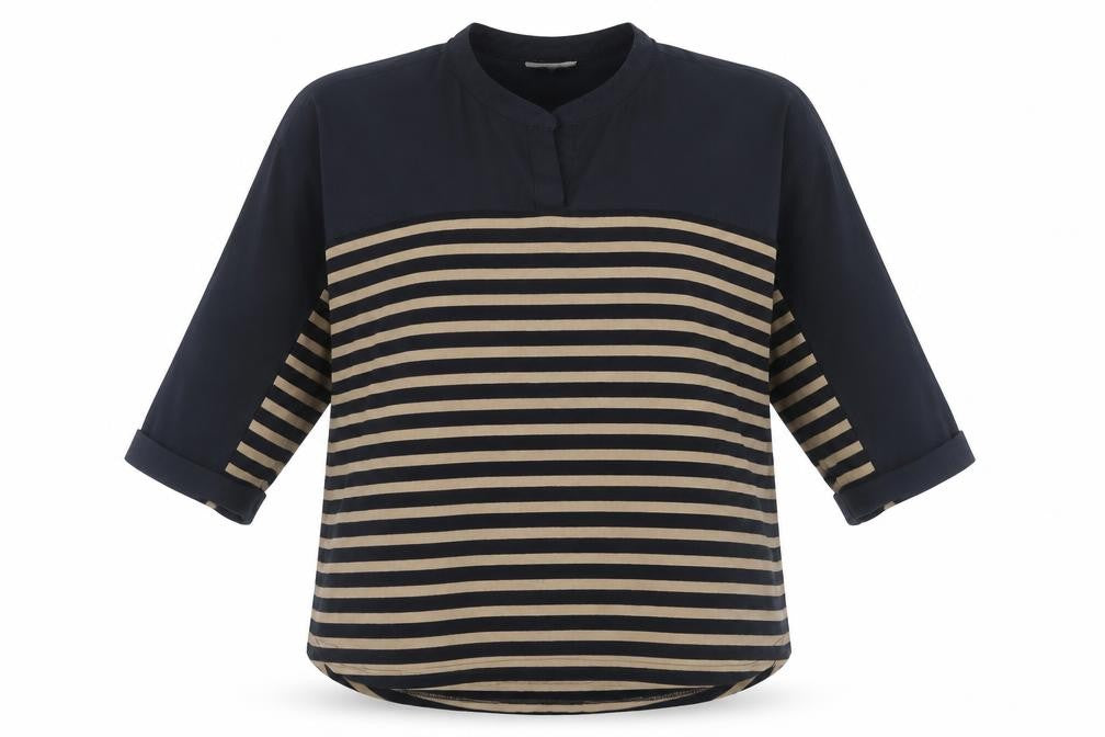 Front view of Phase Eight Women's Black Striped Blouse, size 12