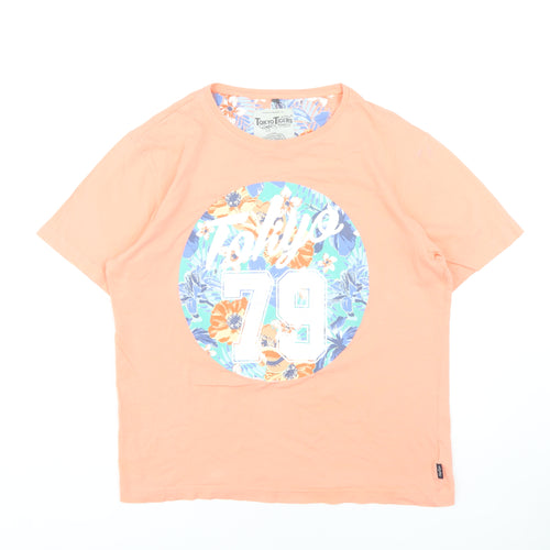 Tokyo Tigers Men's Orange Floral Graphic T-Shirt L