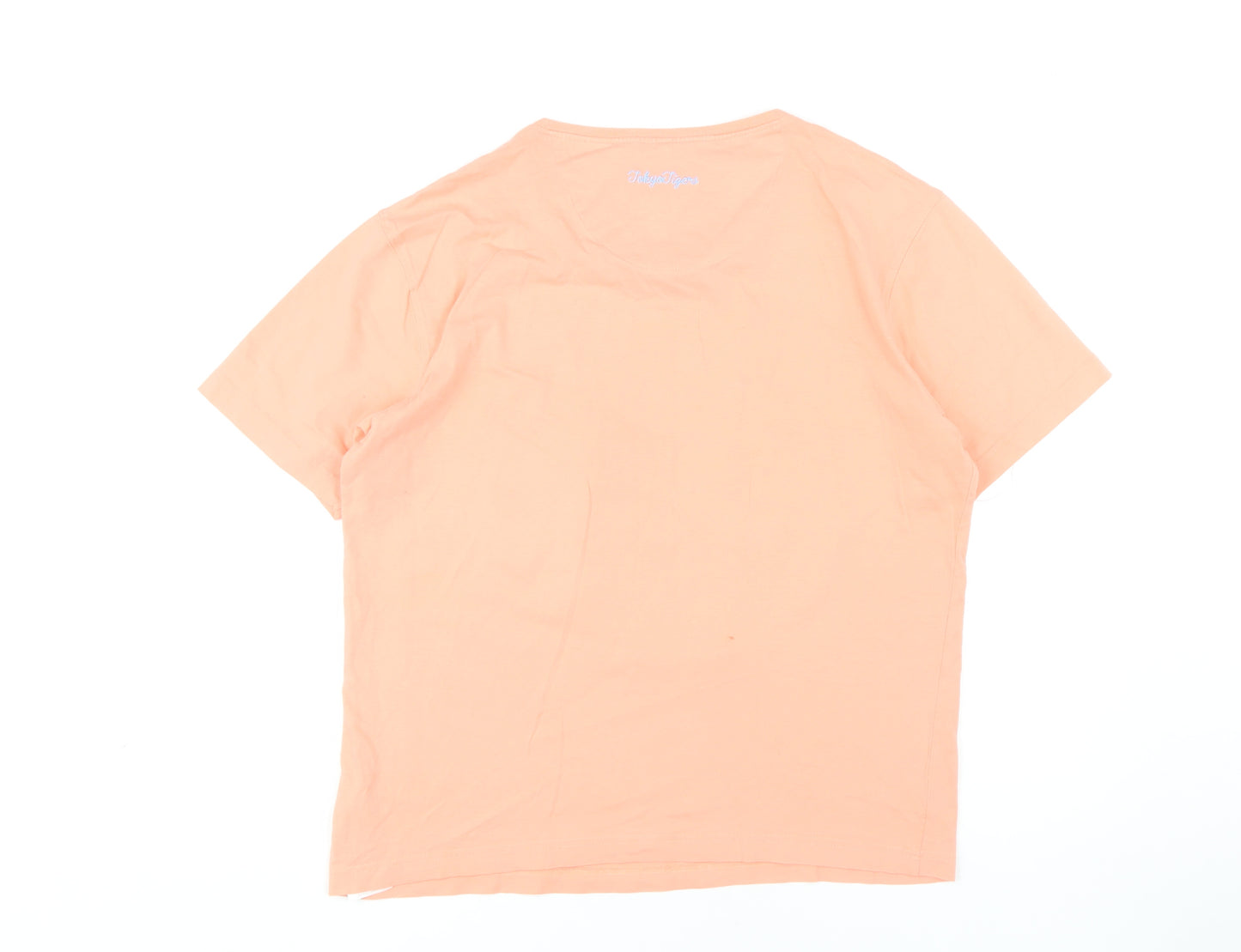 Tokyo Tigers Men's Orange Floral Graphic T-Shirt L