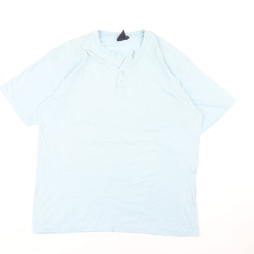 Cotton Traders Men's Blue Henley T-Shirt, L