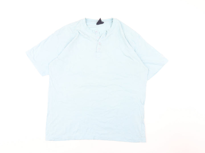Cotton Traders Men's Blue Henley T-Shirt, L