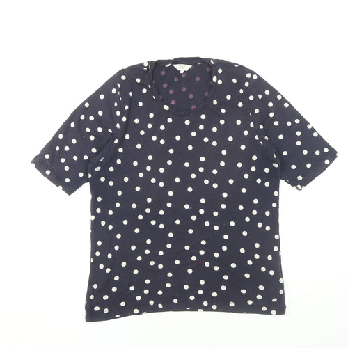 Cotton Traders Women’s Blue Polka Dot T-Shirt, Size 16