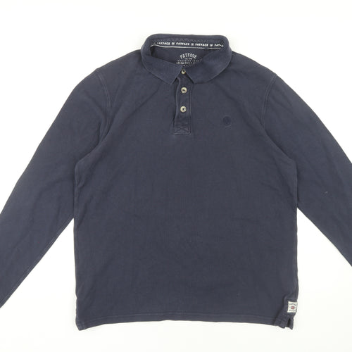 FatFace Men's Blue Long Sleeve Polo Shirt L