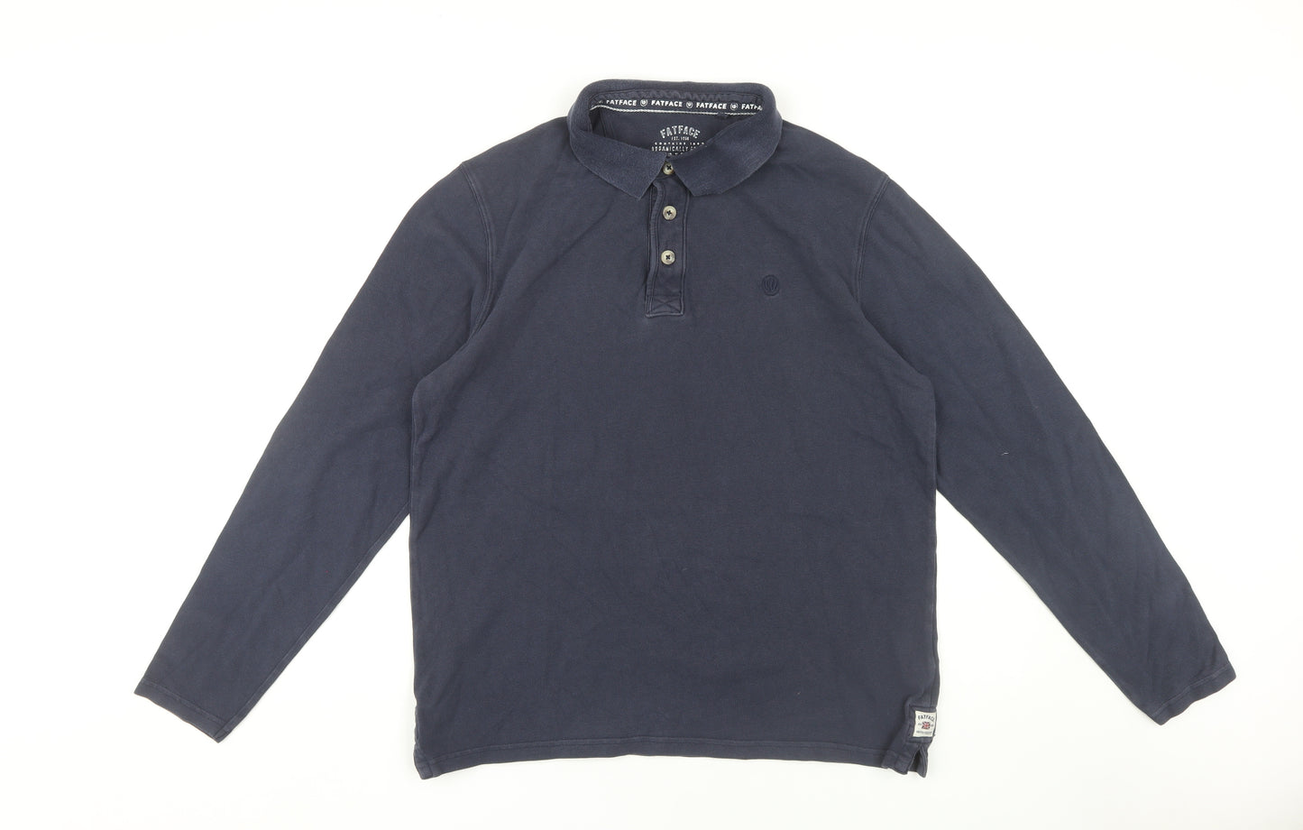 FatFace Men's Blue Long Sleeve Polo Shirt L
