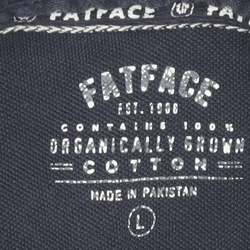 FatFace Men's Blue Long Sleeve Polo Shirt L