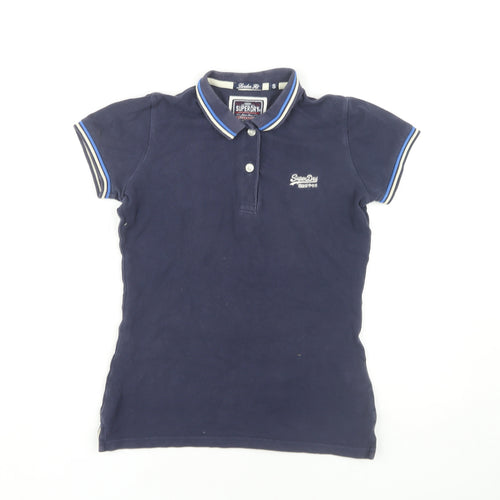 Superdry Women's Blue Polo Shirt, Size S, Stylish Casual Wear