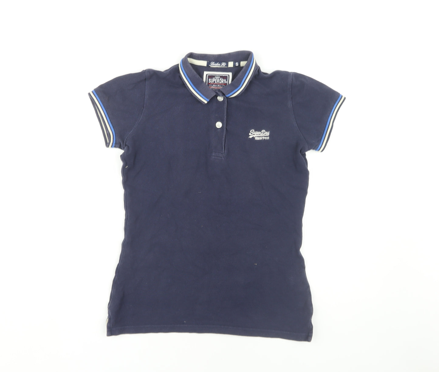 Superdry Women's Blue Polo Shirt, Size S, Stylish Casual Wear