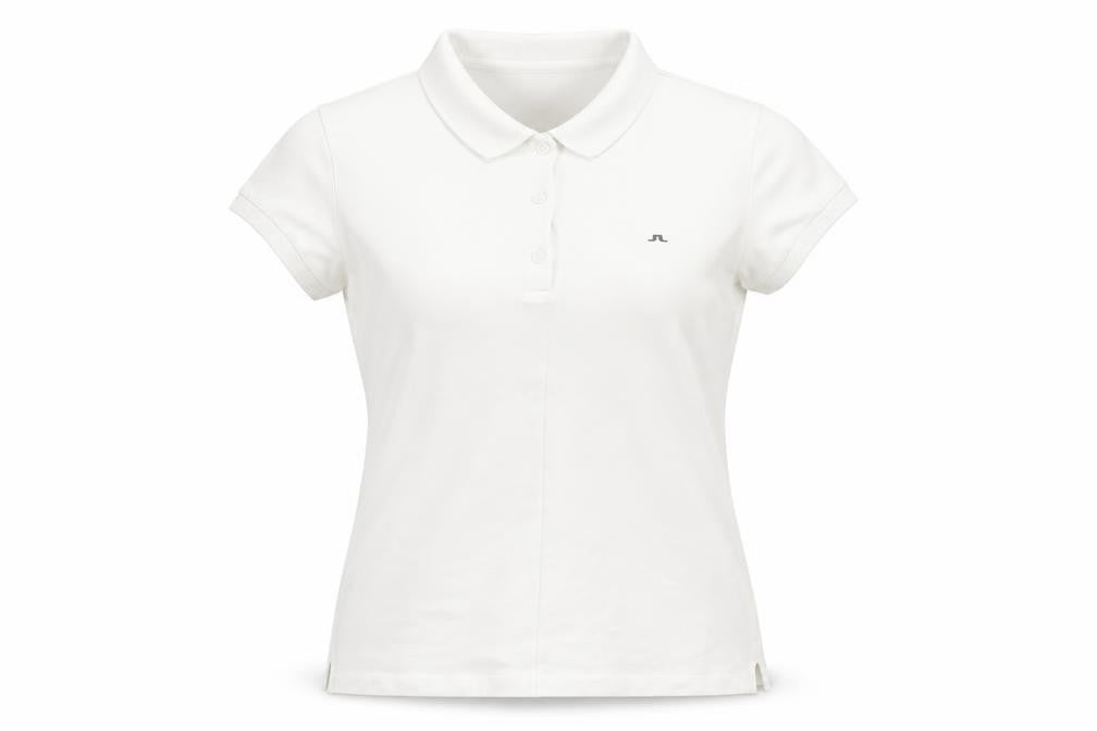 Front view of J.Lindeberg Women's White Polo Shirt, M, Cotton