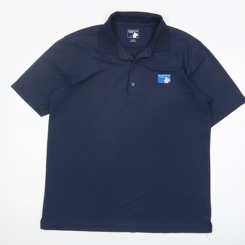 European Tour Men's Blue Polo Shirt Size L Golf Style