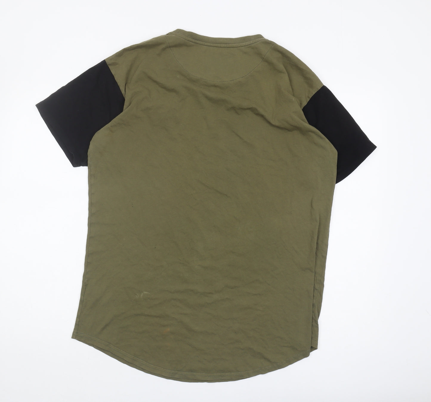 Sik Silk Men's Green Crew Neck T-Shirt with Logo, Size L