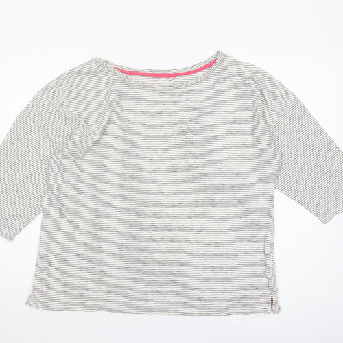 Boden Women's L Striped T-Shirt, 3/4 Sleeve, White