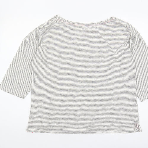 Boden Women's L Striped T-Shirt, 3/4 Sleeve, White