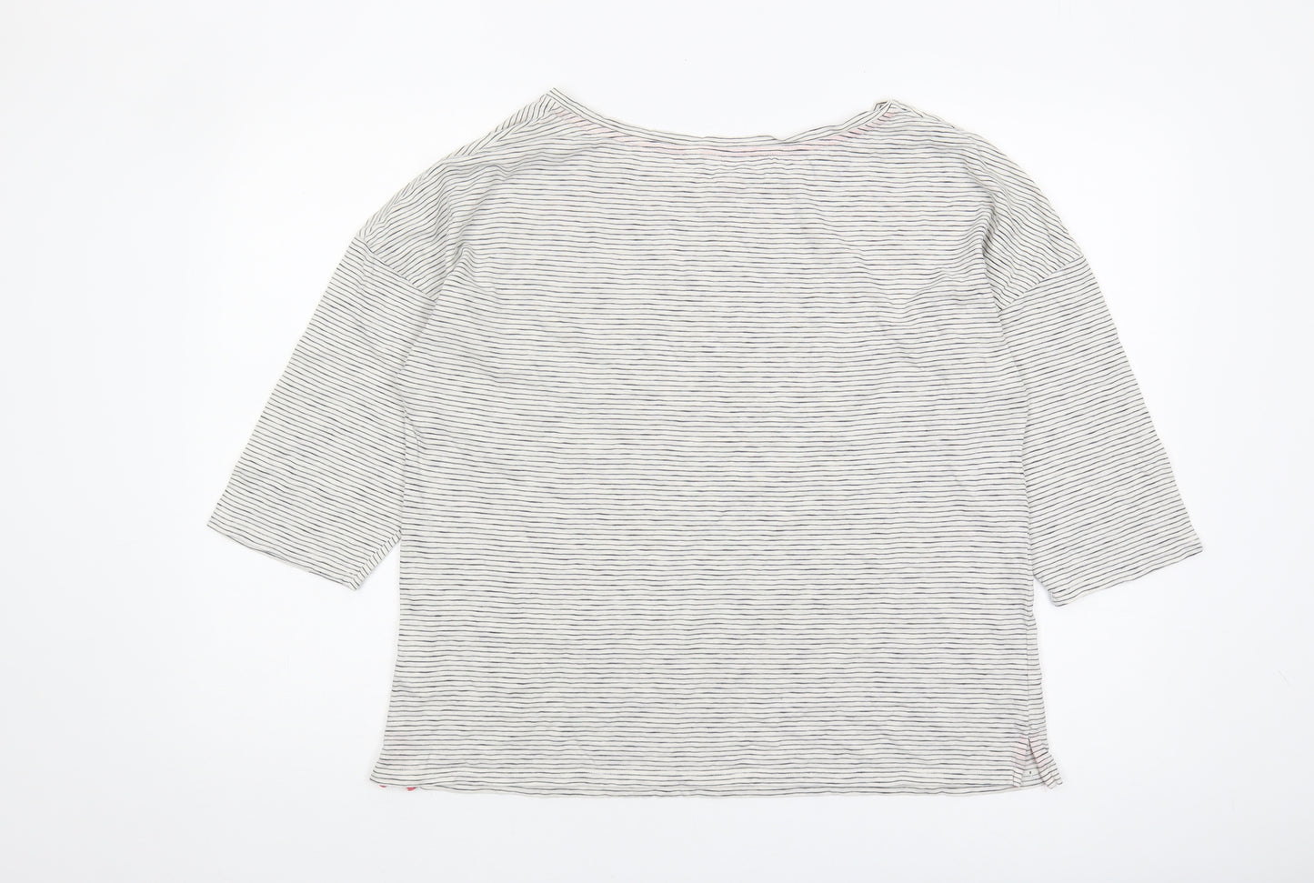 Boden Women's L Striped T-Shirt, 3/4 Sleeve, White
