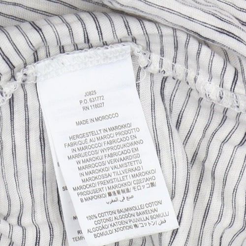 Boden Women's L Striped T-Shirt, 3/4 Sleeve, White
