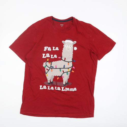 Marks and Spencer Red Medium Christmas T-Shirt for Men