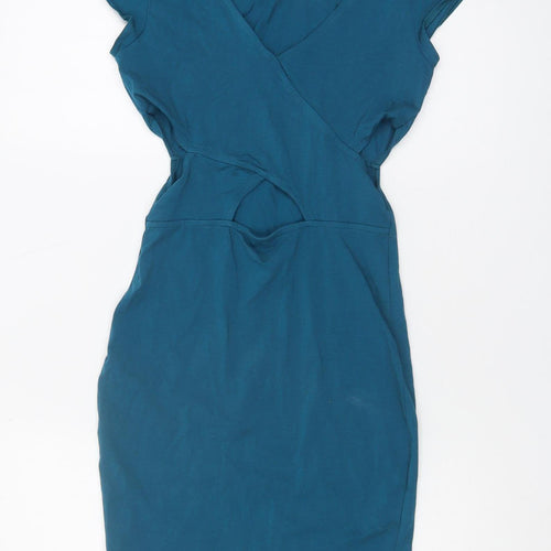 River Island Women's Blue V-Neck Dress UK 8