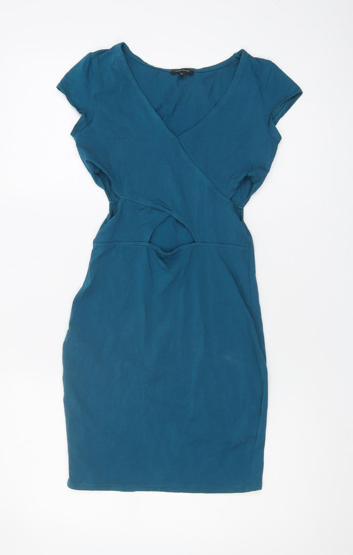 River Island Women's Blue V-Neck Dress UK 8