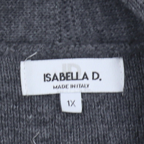 Isabella D. Women's Grey Striped Open Front Cardigan (Size L)