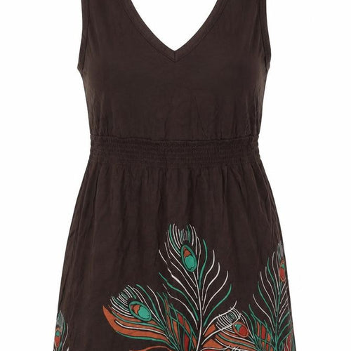 H&M Women's Brown Floral V-Neck Tunic Tank XS