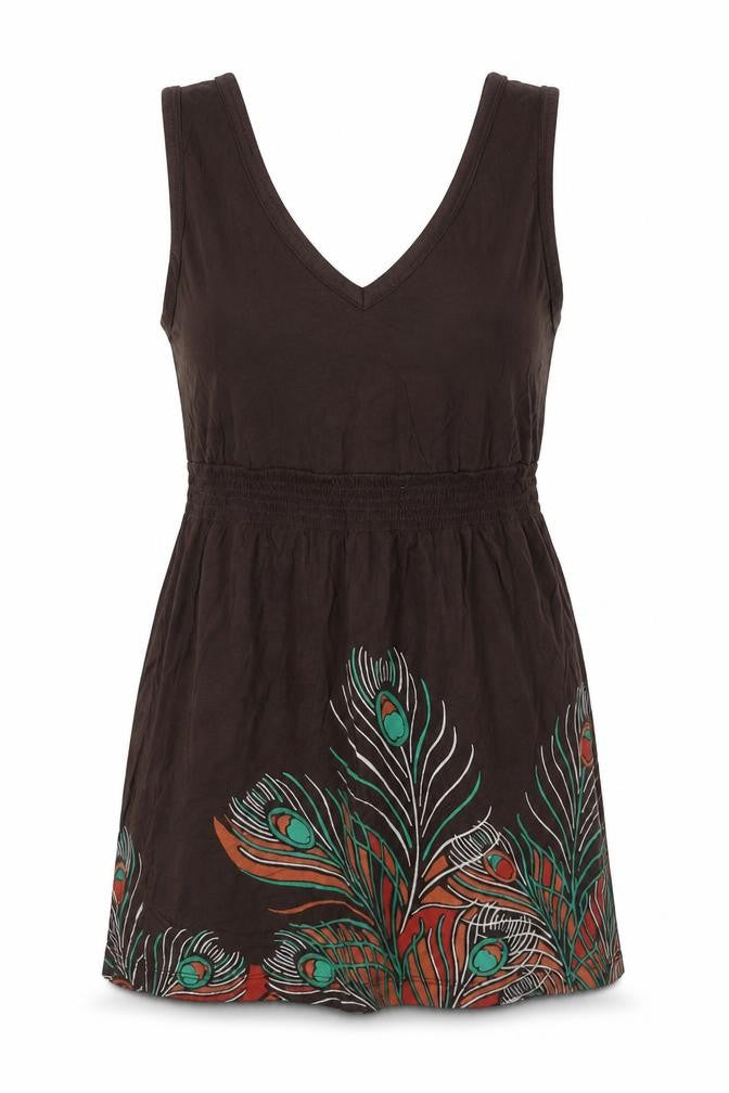 H&M Women's Brown Floral V-Neck Tunic Tank XS