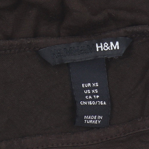 H&M Women's Brown Floral V-Neck Tunic Tank XS