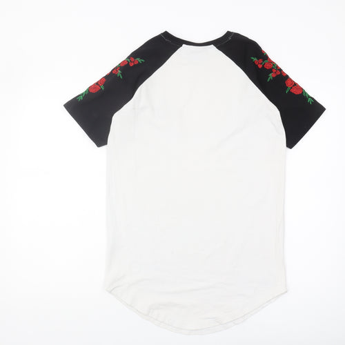 Bee Inspired Men's Black & White Rose T-Shirt, Size S