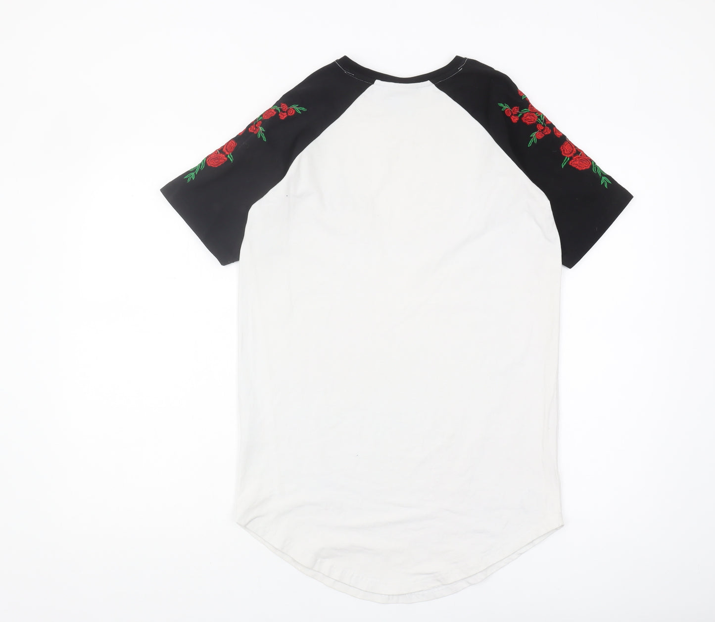 Bee Inspired Men's Black & White Rose T-Shirt, Size S