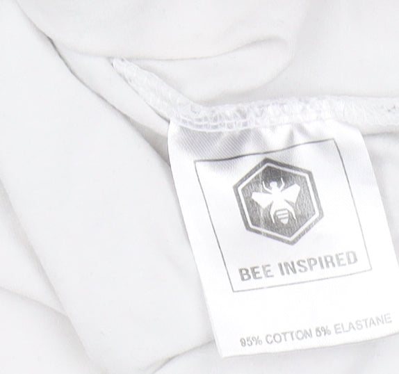 Bee Inspired Men's Black & White Rose T-Shirt, Size S