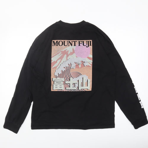 Urban Outfitters Men’s Black Mount Fuji Long Sleeve T-Shirt XS