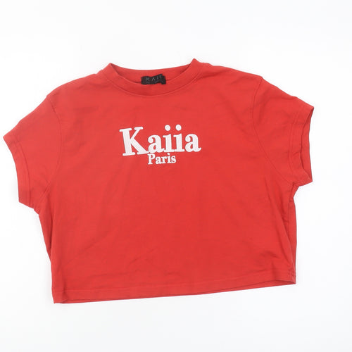 Kaiia Women's Red Cropped T-Shirt, Size 18