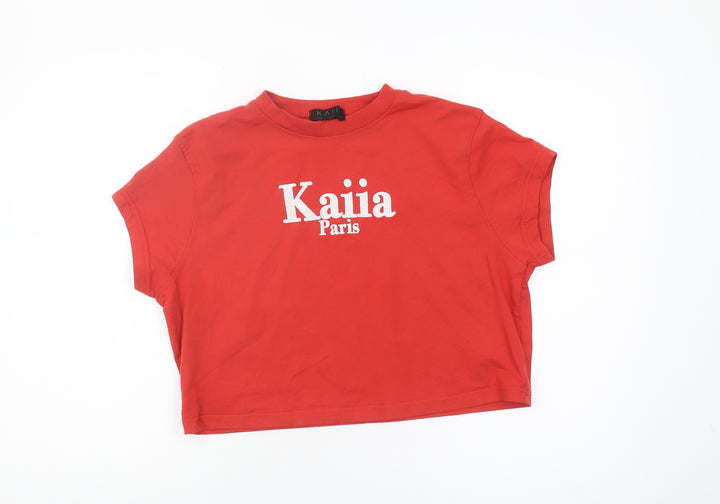Kaiia Women's Red Cropped T-Shirt, Size 18