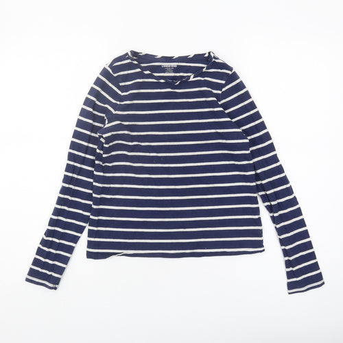 Lands' End Girls Blue Striped Long Sleeve T-Shirt L