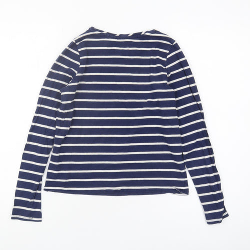 Lands' End Girls Blue Striped Long Sleeve T-Shirt L