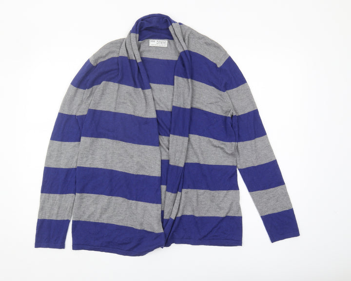 Marks and Spencer Women's Blue Striped Open Front Cardigan Size 14