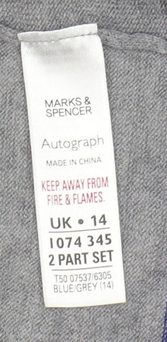 Marks and Spencer Women's Blue Striped Open Front Cardigan Size 14