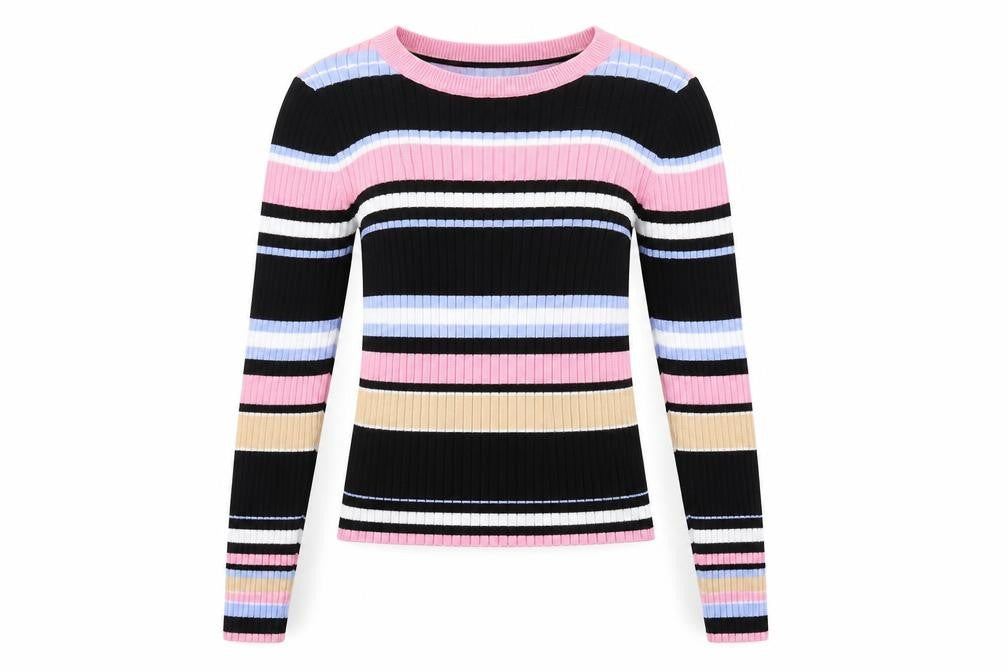 Front view of Monki Women's Multicoloured Striped Jumper XS