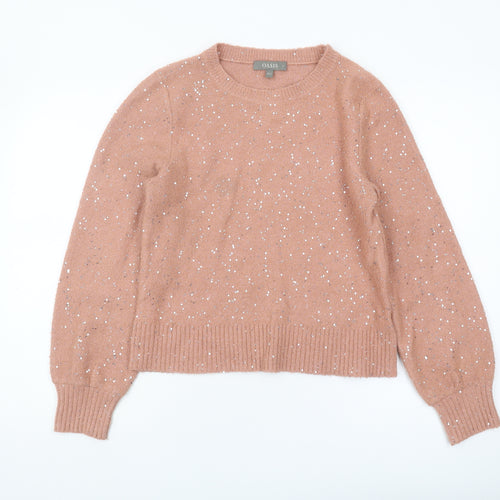 Oasis Women's Pink Pullover Jumper, Size S, Sequin Detail