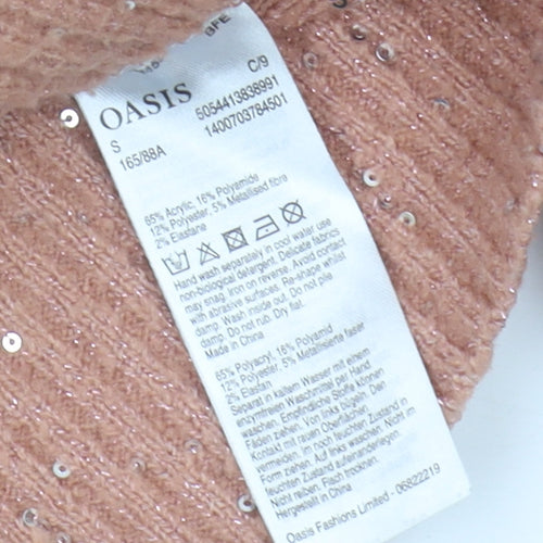 Oasis Women's Pink Pullover Jumper, Size S, Sequin Detail
