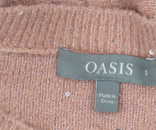 Oasis Women's Pink Pullover Jumper, Size S, Sequin Detail
