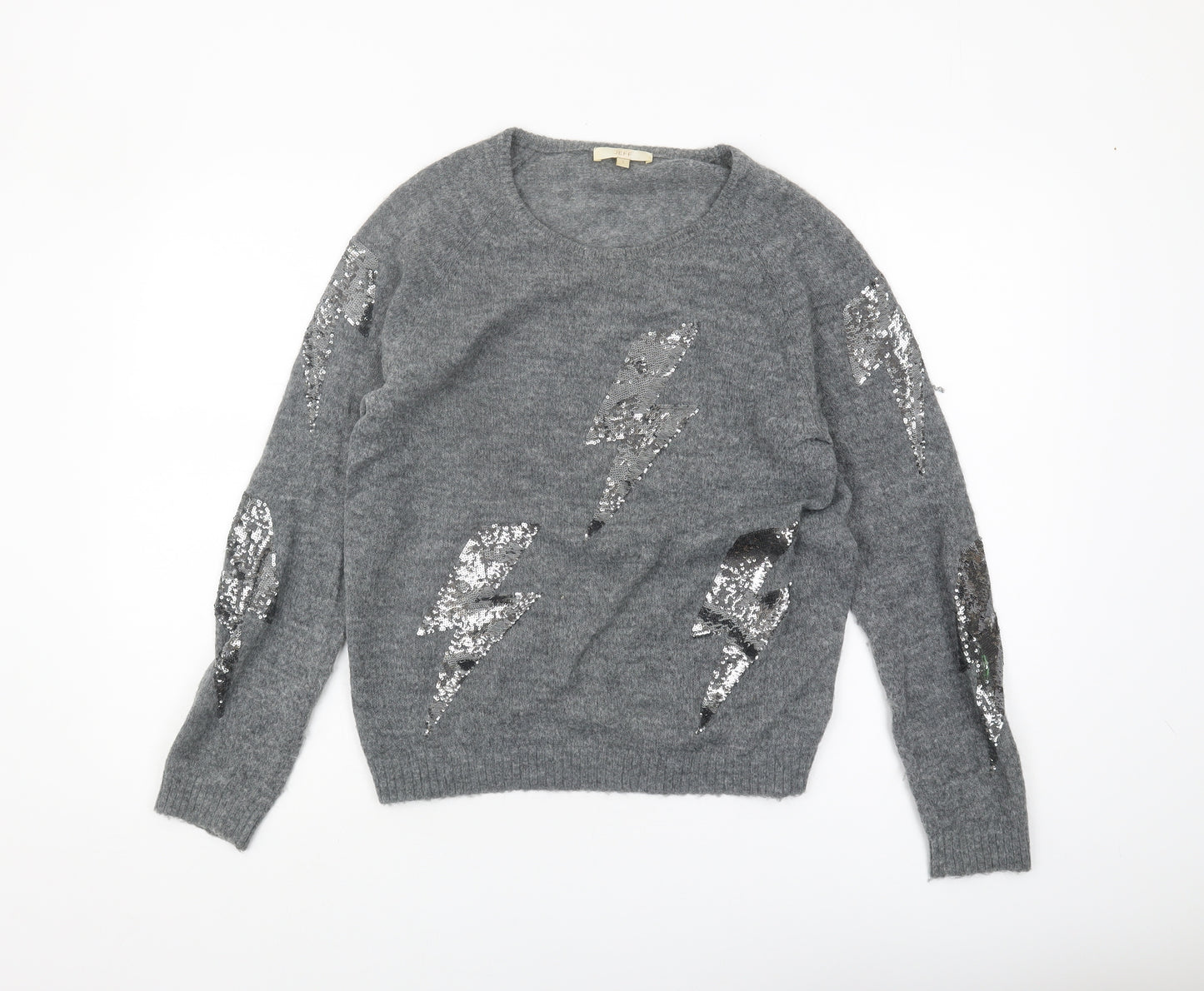 Jeff Women's Grey Sequin Pullover Jumper, Size 2