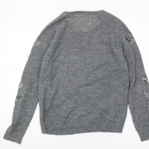 Jeff Women's Grey Sequin Pullover Jumper, Size 2