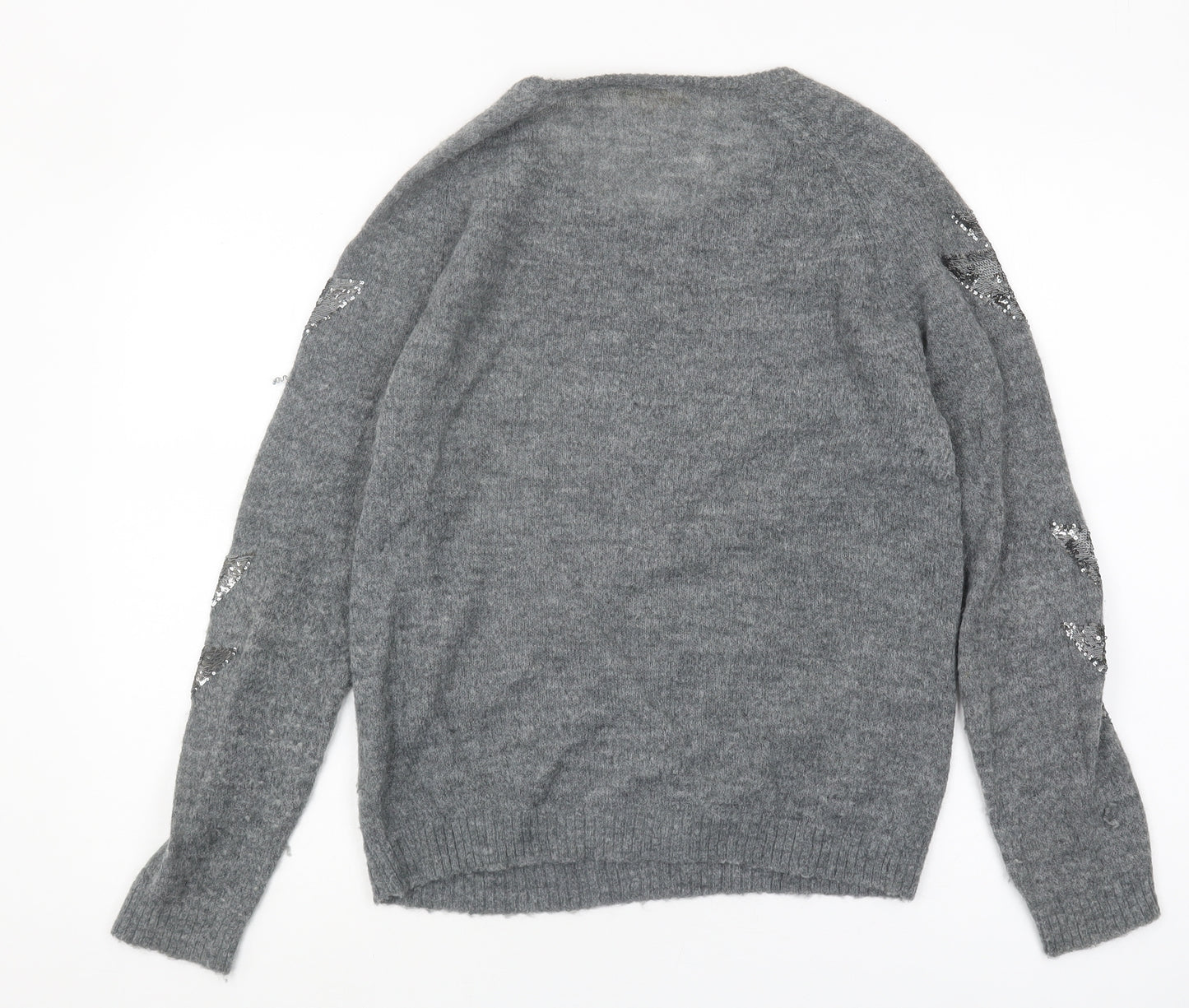 Jeff Women's Grey Sequin Pullover Jumper, Size 2