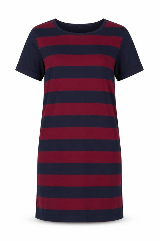 Front view of Uniqlo Women's Striped Casual Dress, Blue/Red, size S