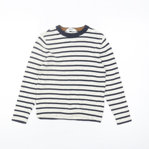 H&M Girls White Striped Knit Jumper 6-7 Years