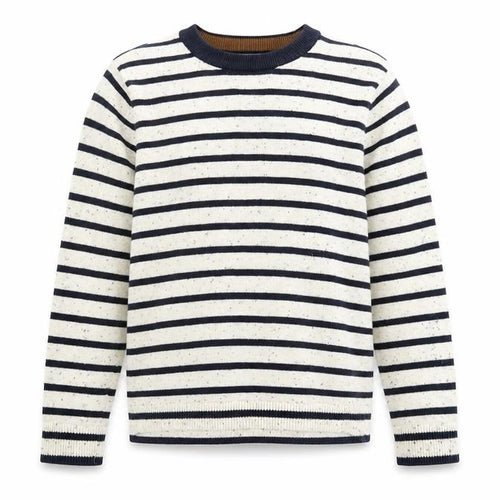 H&M Girls White Striped Knit Jumper 6-7 Years