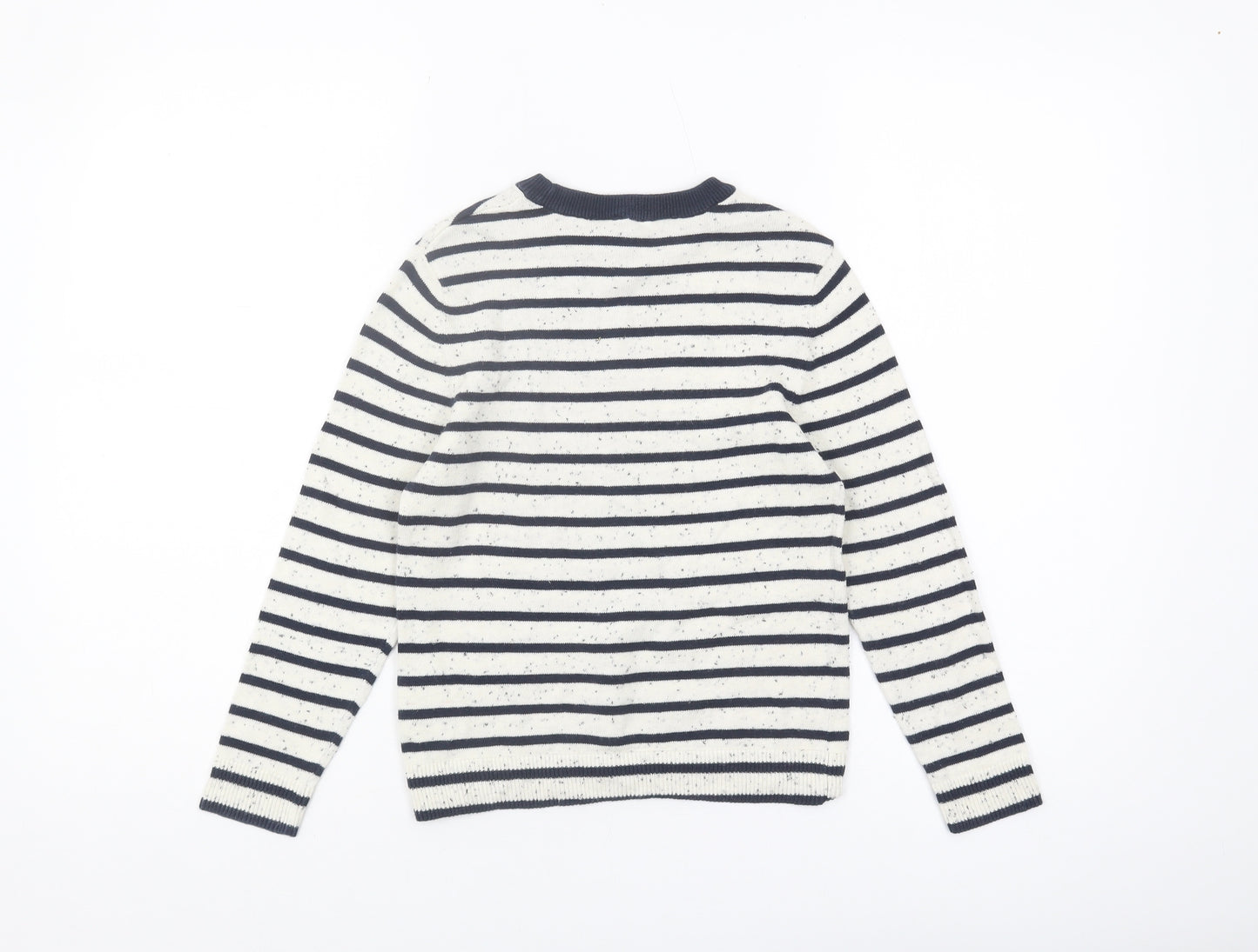H&M Girls White Striped Knit Jumper 6-7 Years