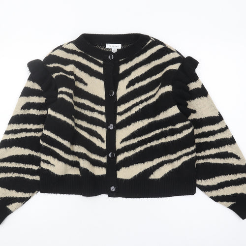 Topshop Women's Black Animal Print Cardigan S